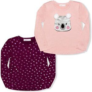 Young Hearts 2 Pc LS Shirts for Girls, Round Neck Shirt Set with Koala Size 4